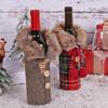 New Christmas Plaid Red Wine Bottle Cover & Tableware Set
