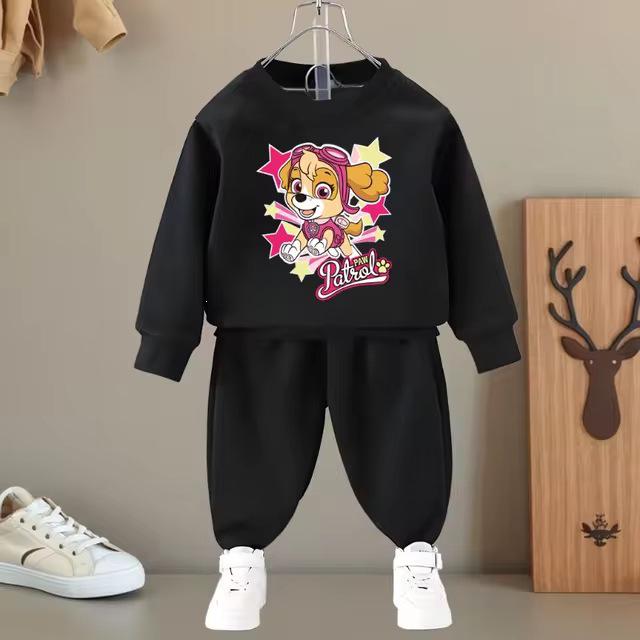 Kids' Round Neck Sweatshirt & Long Pants Set - Casual Spring/Autumn Wear