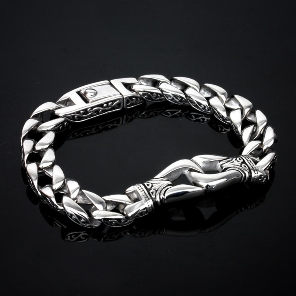 Punk Silver Color Bracelet - Stainless Steel Jewelry for Men, Hypoallergenic Gift & Party Bangles Chain Accessories