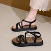 Rome with Skirt Sandals Women's 2025 Summer New Open-toed Versatile Beach Platform Super Soft Black Outer Sandals