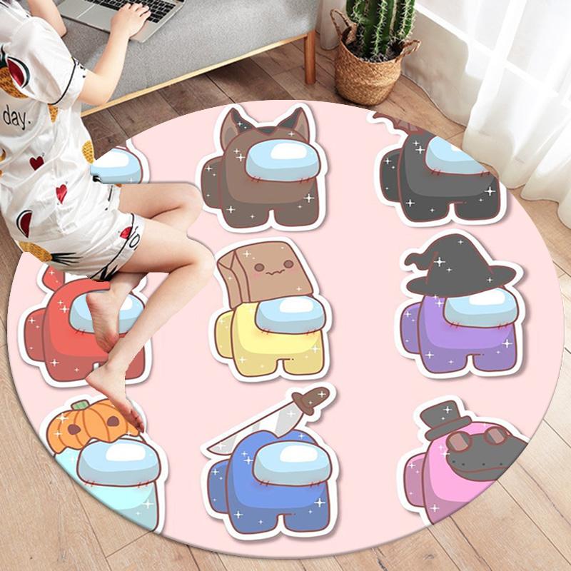 Among Us Round Area Rug,Carpet Rug for Living Room Bedroom Sofa Playroom Decor,Non-slip Floor Mat