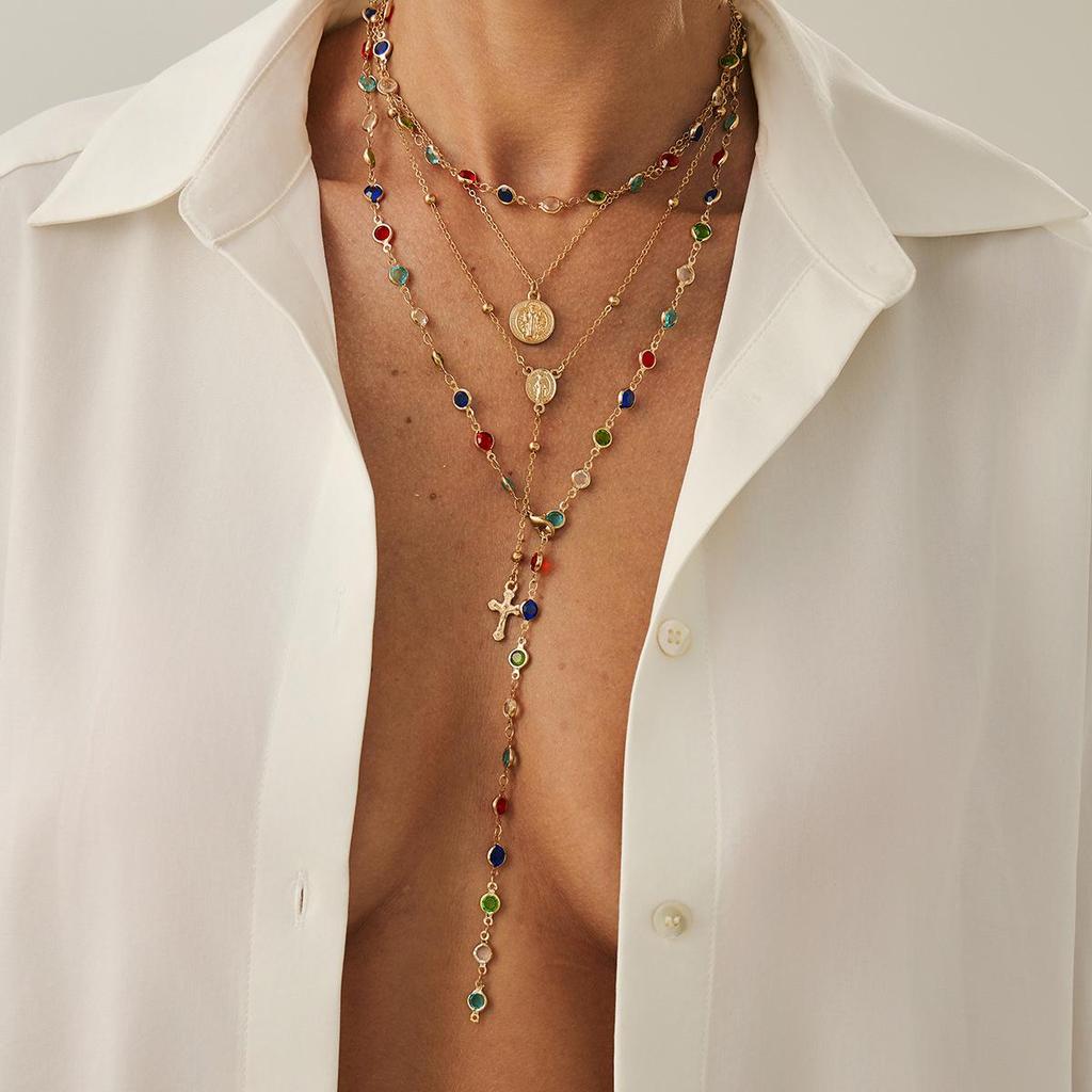 Colorful Double-Layer Y-Shaped Tassel Pendant Necklace for Women