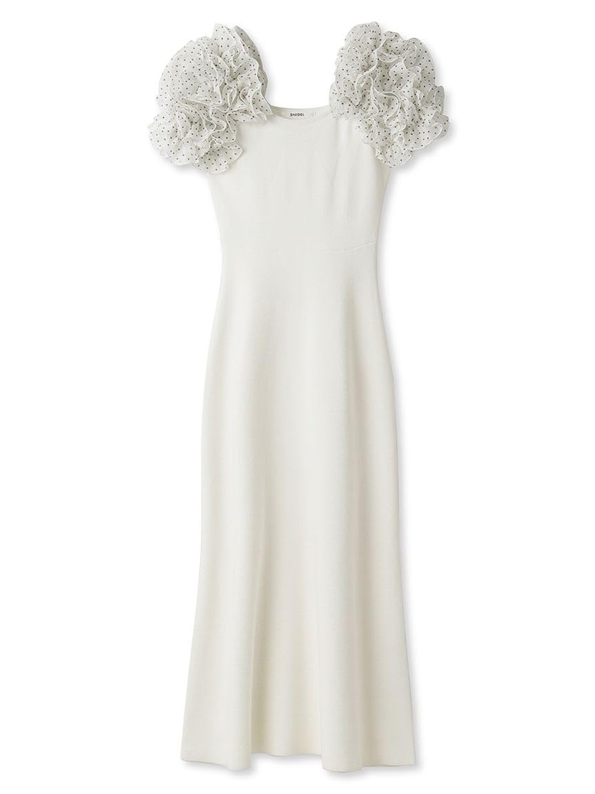 

Snidel Women s Intricate Frill Combination Knit Dress SWNO241102 IVR