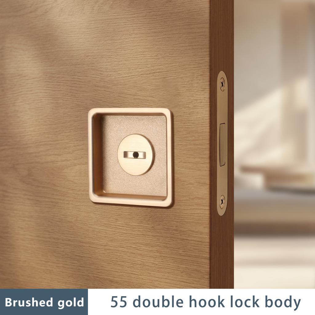 Black Invisible Pocket Sliding Door Lock with Side Handle for Balcony Kitchen Bathroom Bedroom - Pocket Door Hook Lock