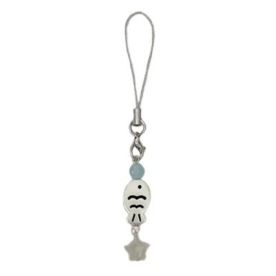 Unique Beaded Phone Pendant Fashionable Keyring Fish Charm Keychain Elegant Bag