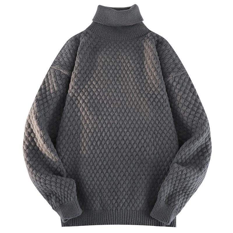 White Pullover Turtleneck Men's Knitted Sweater Autumn and Winter New Trendy Brand Loose Casual Student Sweater