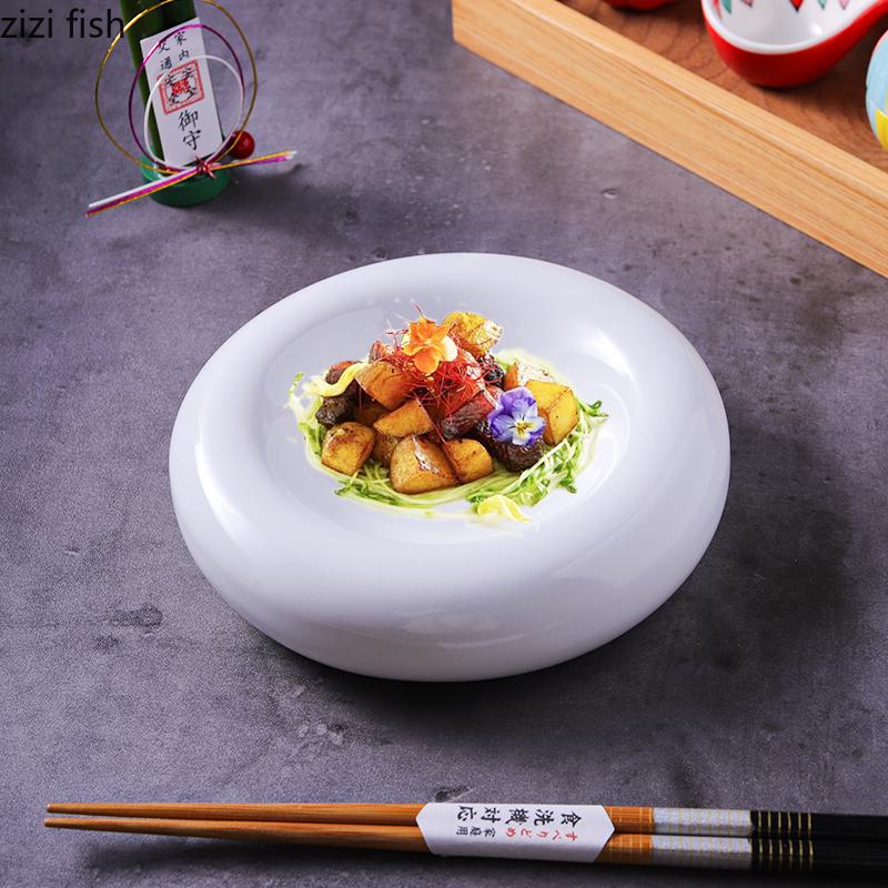 Thickened Ceramic Tableware White Plate Sashimi Plates Fruit Bowl Salad Bowl Dessert Plates Dim Sum Dish Snack Bowl Cake Tray