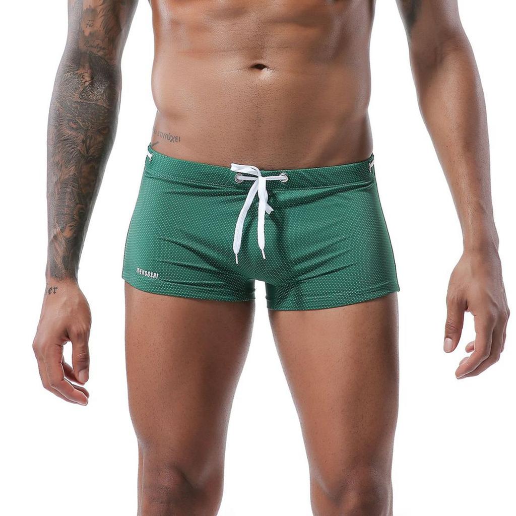 Men's Swim Trunks Lanyard Low Waist Boxer Trunks  Spring Beach