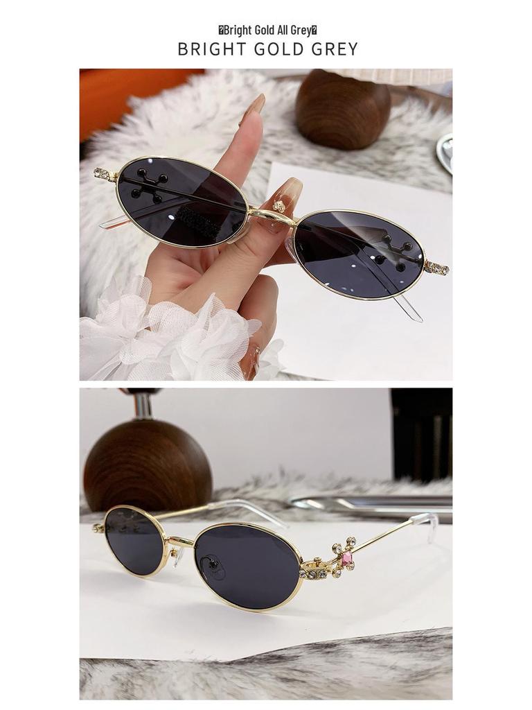 Jennie-Style Diamond Oval Sunglasses: High-End European & American Street Fashion for Women