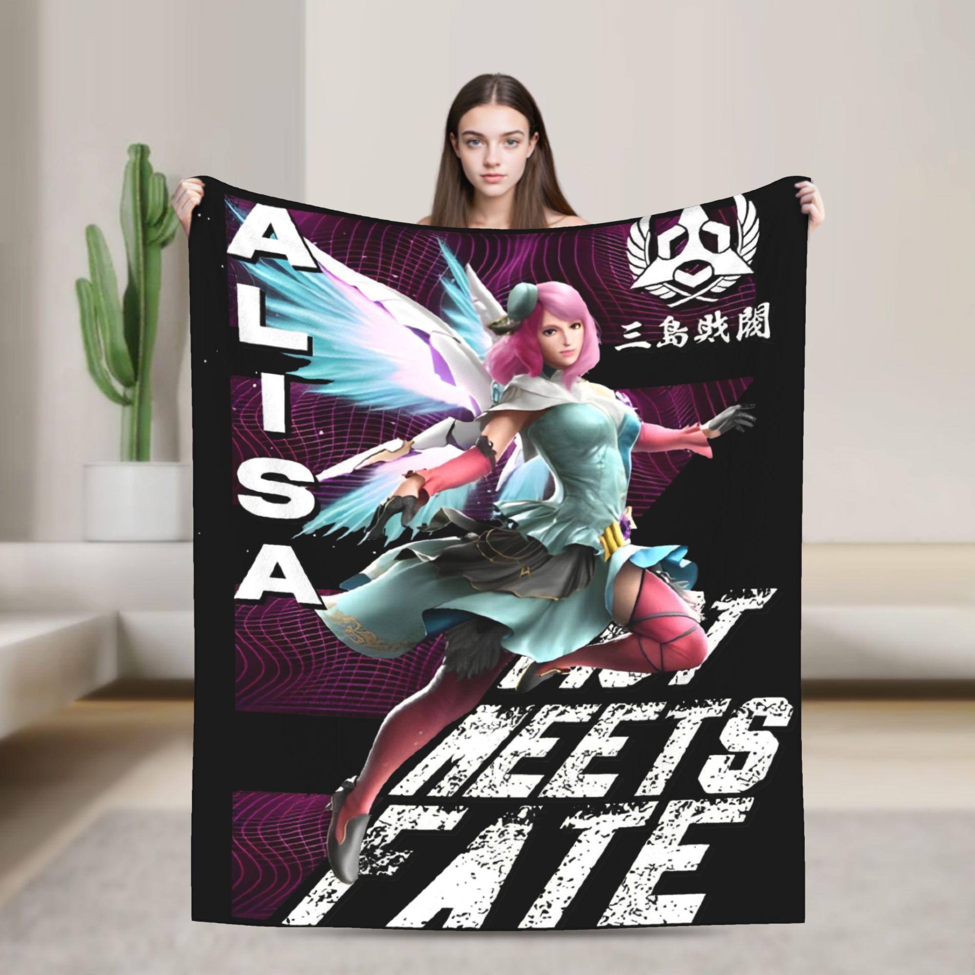 

Xiaoyu Tekken 8 Gaming Knitted Blankets Fleece Warm Throw Blankets for Bedroom Sofa Bedroom Quilt 75x90cm