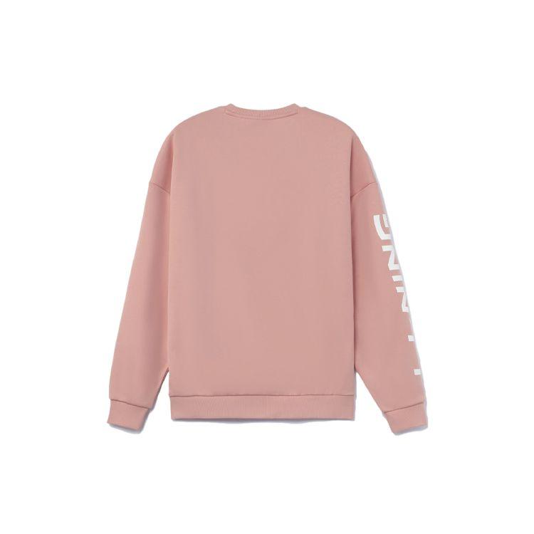 Li Ning Training Series Logo Print Warm Fleece Loose Pullover Sweatshirt Unisex sweatshirt Orange Pink AWDRF44-4