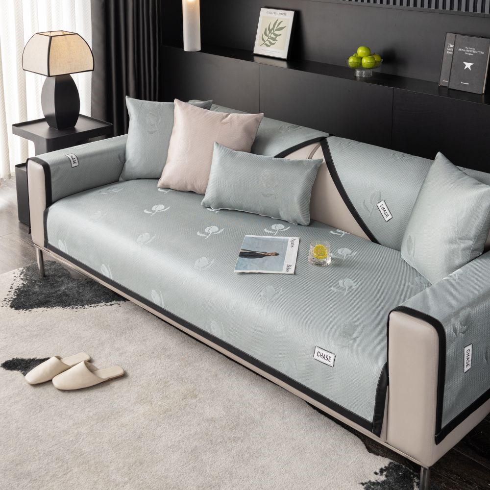 Living Room Anti-slip Couch Furniture Protection Cover  Universal Ice Silk Flower Sofa Cushion cover Slipcover Funda Cojin