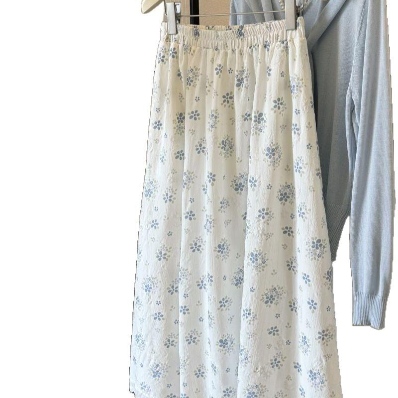 Floral Lace High-Waisted Korean Style Summer Skirt