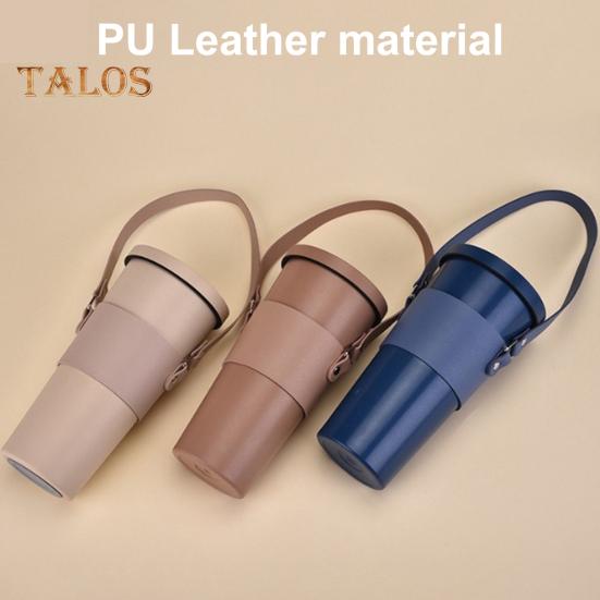 Cup Cover with Handle Hand-Carrying Faux Leather Durable Coffee Cup Holder Hanging Strap Daily Use