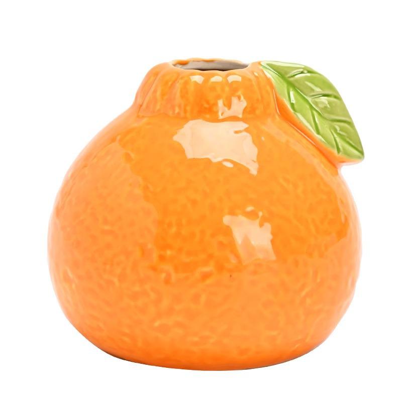 Country Style Ceramic Orange Vase for Hydroponic Ivy and Tabletop Decoration