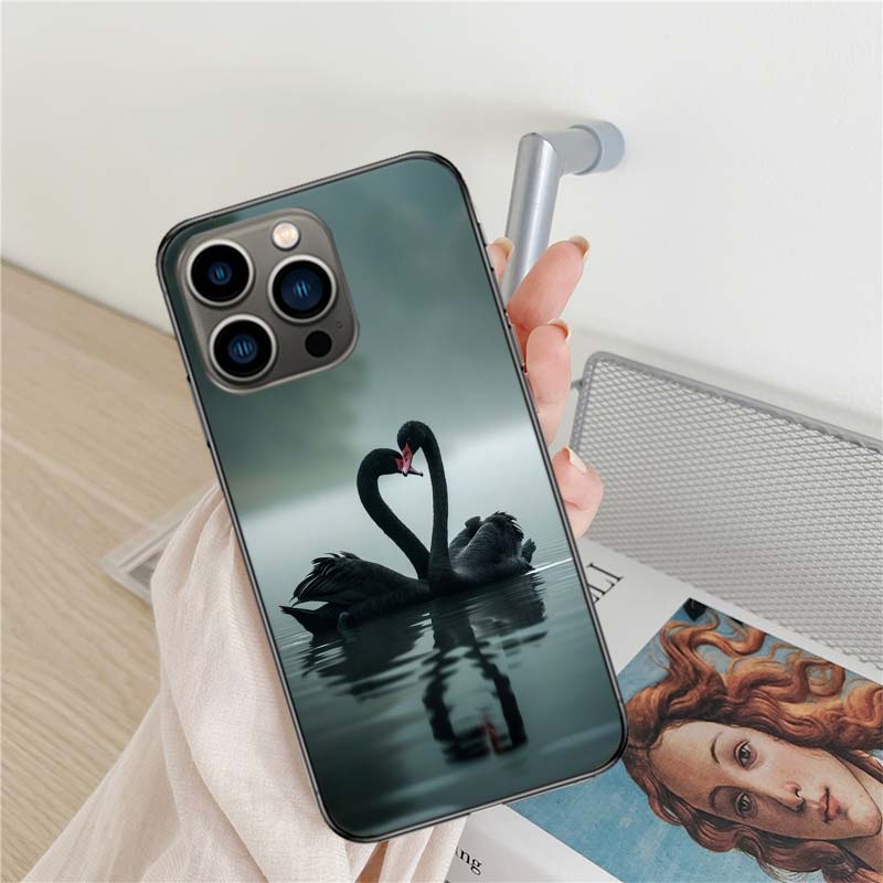 Cygne Noir Phone Case For Iphone 17 Air 16 15 Pro Max 14 Plus 16E Coque 13 Pro 12 Mini 11 Clear Cover Silicone Cute Shell Soft C