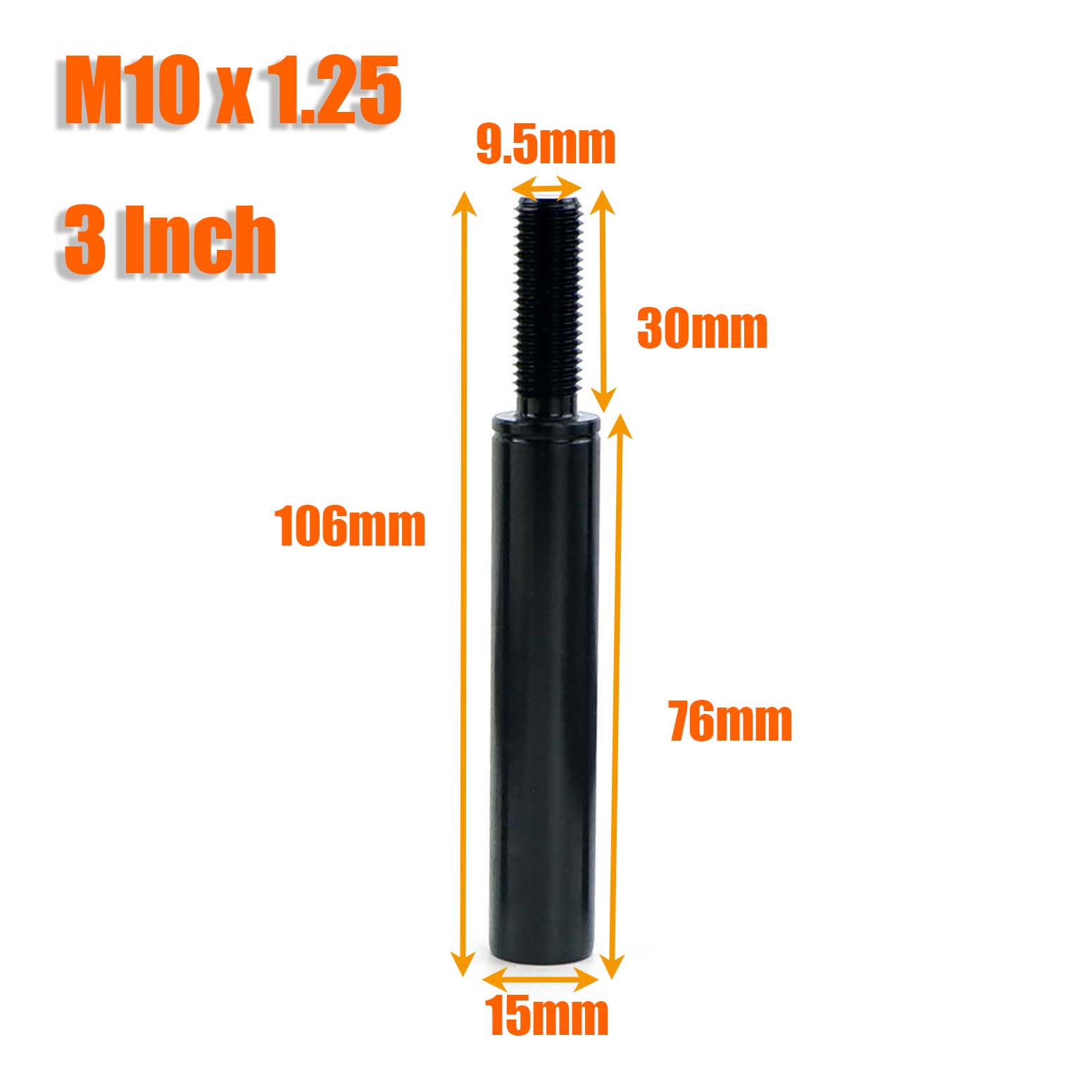 

M10X1.5 M10X1.25 M12X1.25 Car Gear Shift Knob Extender Extension Lever 2 3 3.5 4 Black Universal