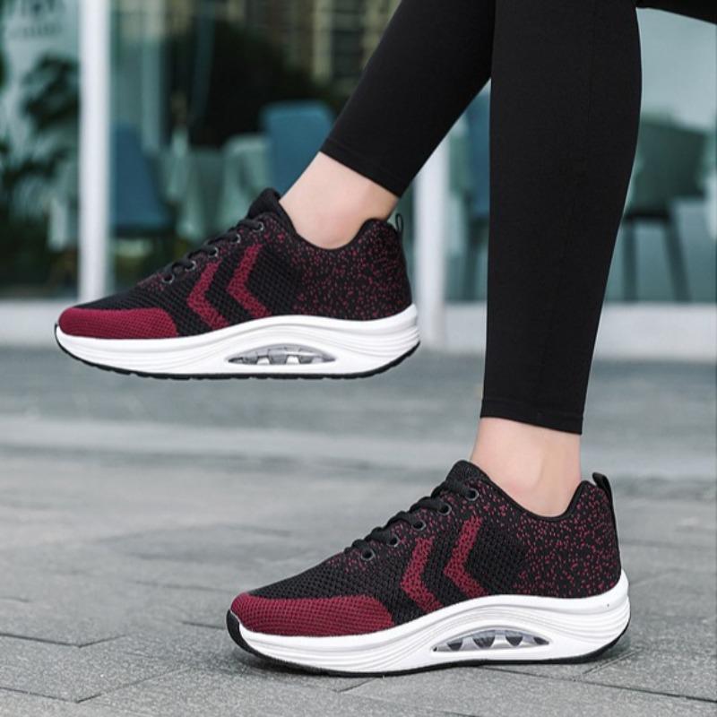 Dames Nye Mesh Kilehæl Høydeøkende Grunne Fritidssko