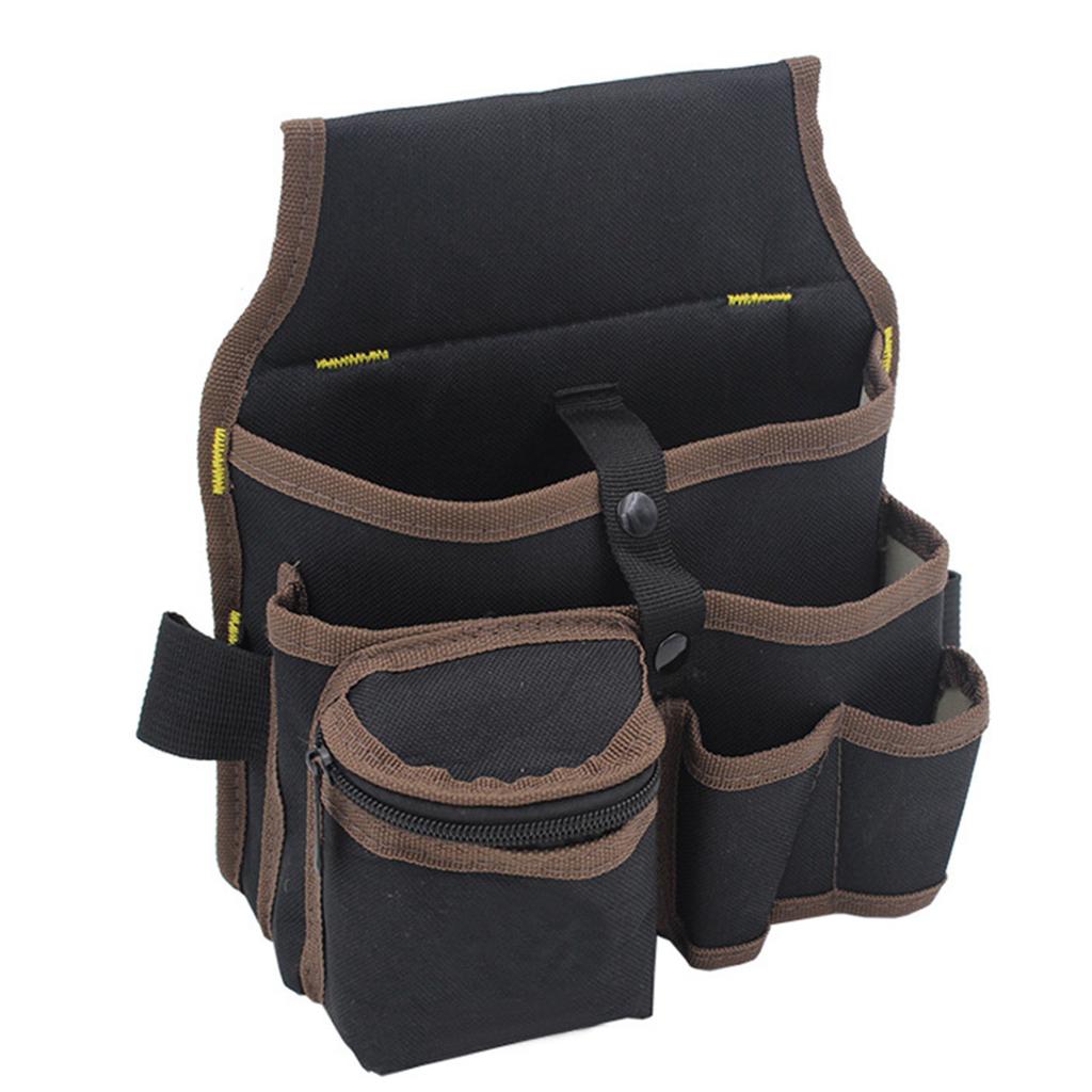 Sac banane multifonction en tissu Oxford avec poches multiples et ceinture, organiseur de rangement pour outils, noir