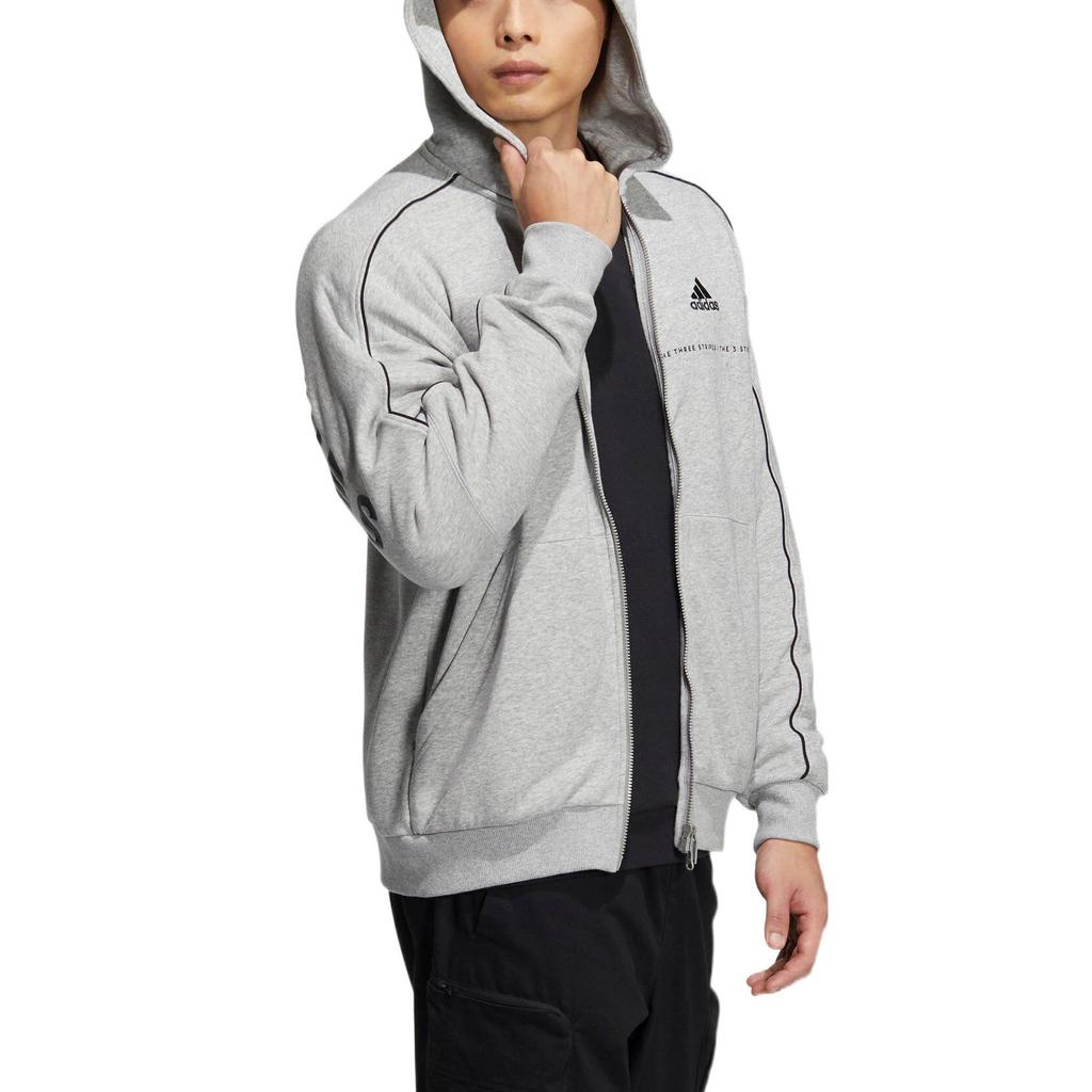 adidas Lockerer Zip-Up Hoodie mit gedruckten Buchstaben Unisex Oberteile Grau IA9437