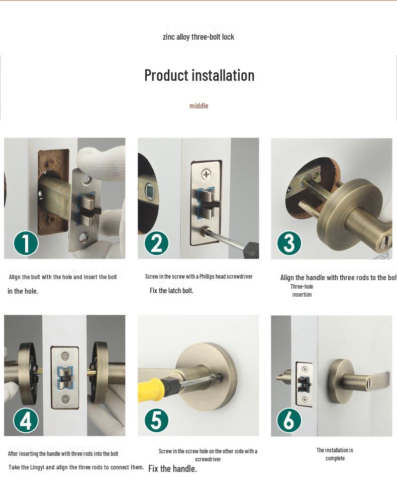 Zinc Alloy American Style Privacy Handle Lock for Bathroom, Restroom, or Storage Room