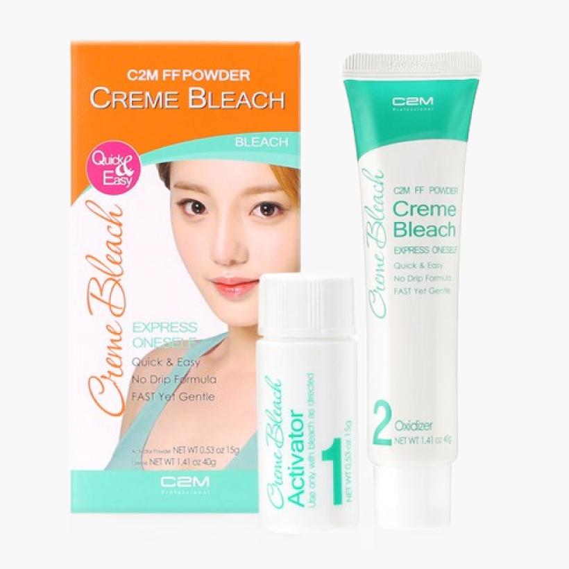 [C2M] Powder Cream Bleach Kit (55g) - [K-BEAUTY] Gentle Eyebrow & Facial Hair Lightener 55ml