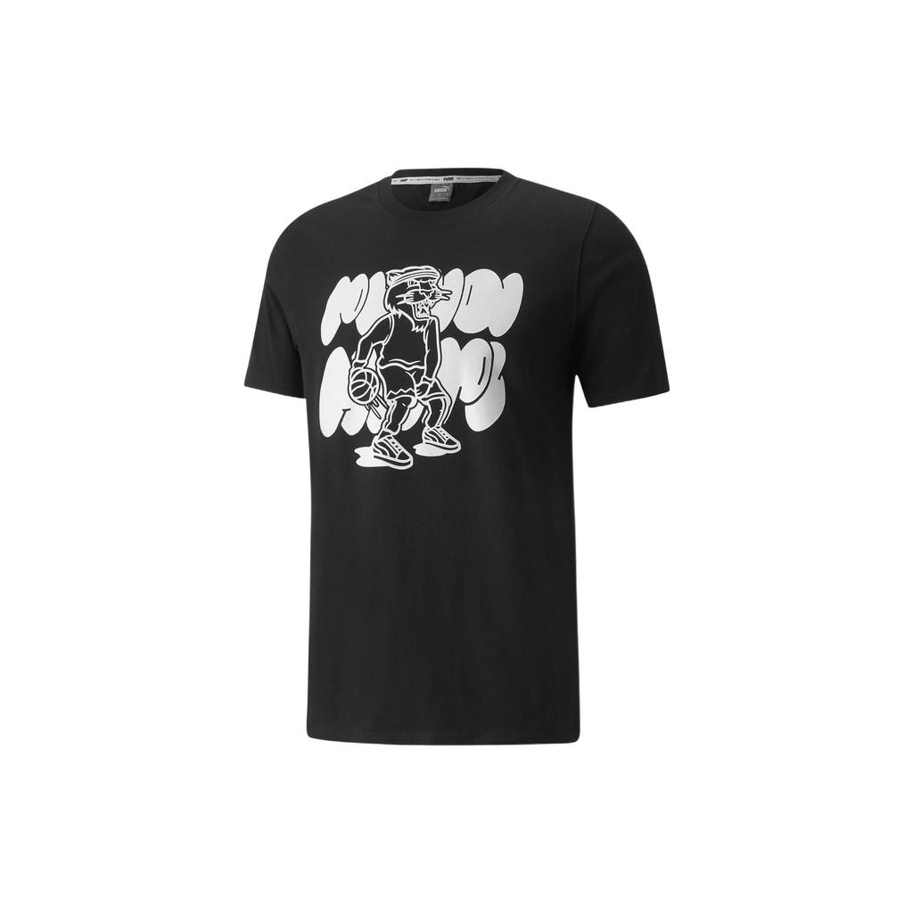 Puma Casual Sports Round Neck Print Short Sleeve T-Shirt Men Tops Black 532106-12
