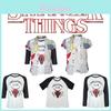 Camiseta Manga Longa Stranger Things Hellfire Club Estampa Digital 3D Cosplay Presente para Fãs