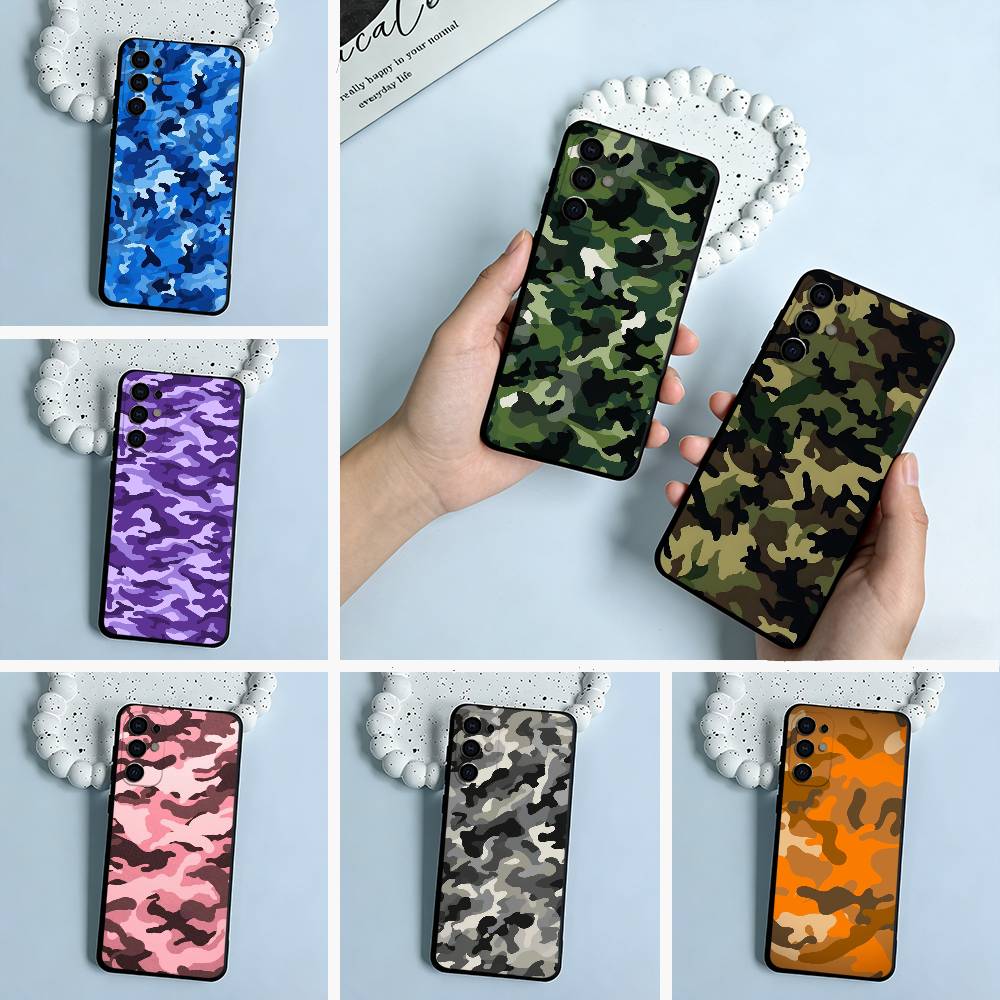 F-Fashion C-Camouflage Pattern Phone Case For Samsung S25,S24,S21,S22,S23,S30,Ultra,S20,Plus,Fe,Lite,Black Soft Silicone
