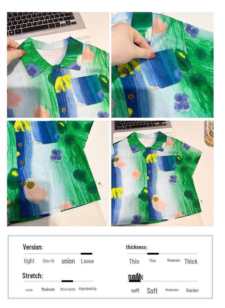 2026 Boys' Summer Floral Short-Sleeve Shirt - Stylish, Thin, Loose-Fit Children's Wear