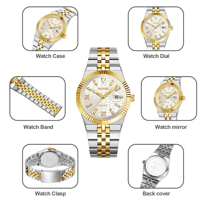 Men's Quartz Watch Classic Style Waterproof Luminous Date Display Stainless Steel Wristwatch For Women