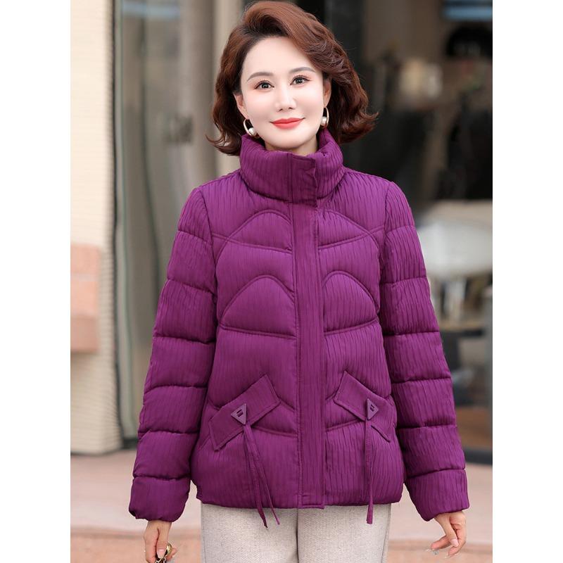 

Stand-up collar down padded jacket women s short new fashion mother padded jacket casual warm thickened padded jacket 3XL (140-77.5 kg) фіолетовий
