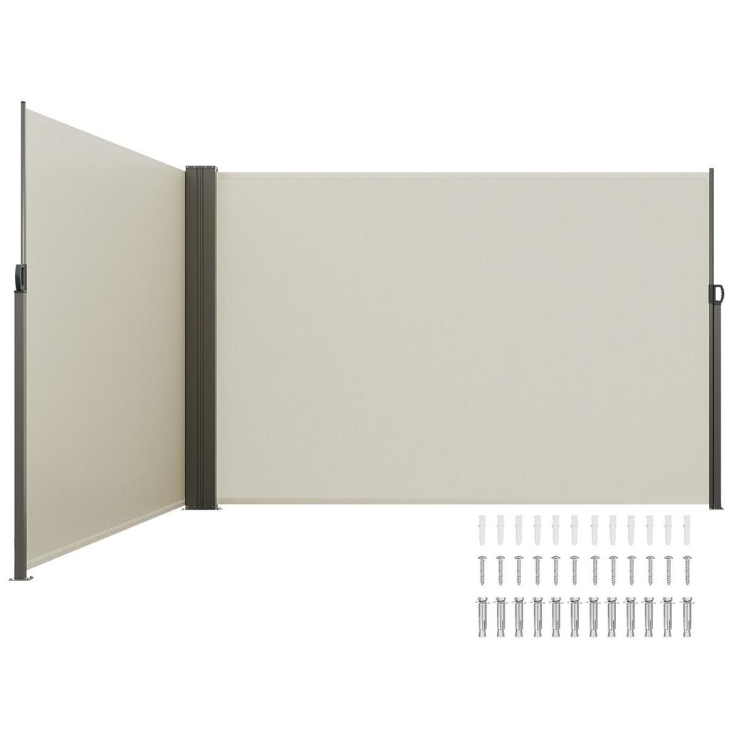 Retractable Side Awning, 79''x 236'' Outdoor Privacy Screen, 180g Polyester Water-proof Retractable Patio Screen, UV 30+ Room Divider Wind Screen for