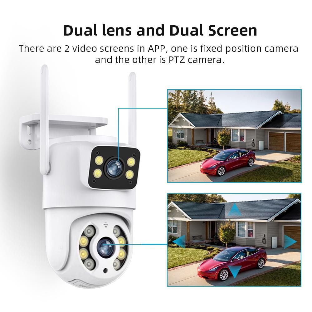 8MP V380 Pro Outdoor Waterproof CCTV Camera WIFI Wireless Dual Lens with Dual Screen Night Vision
