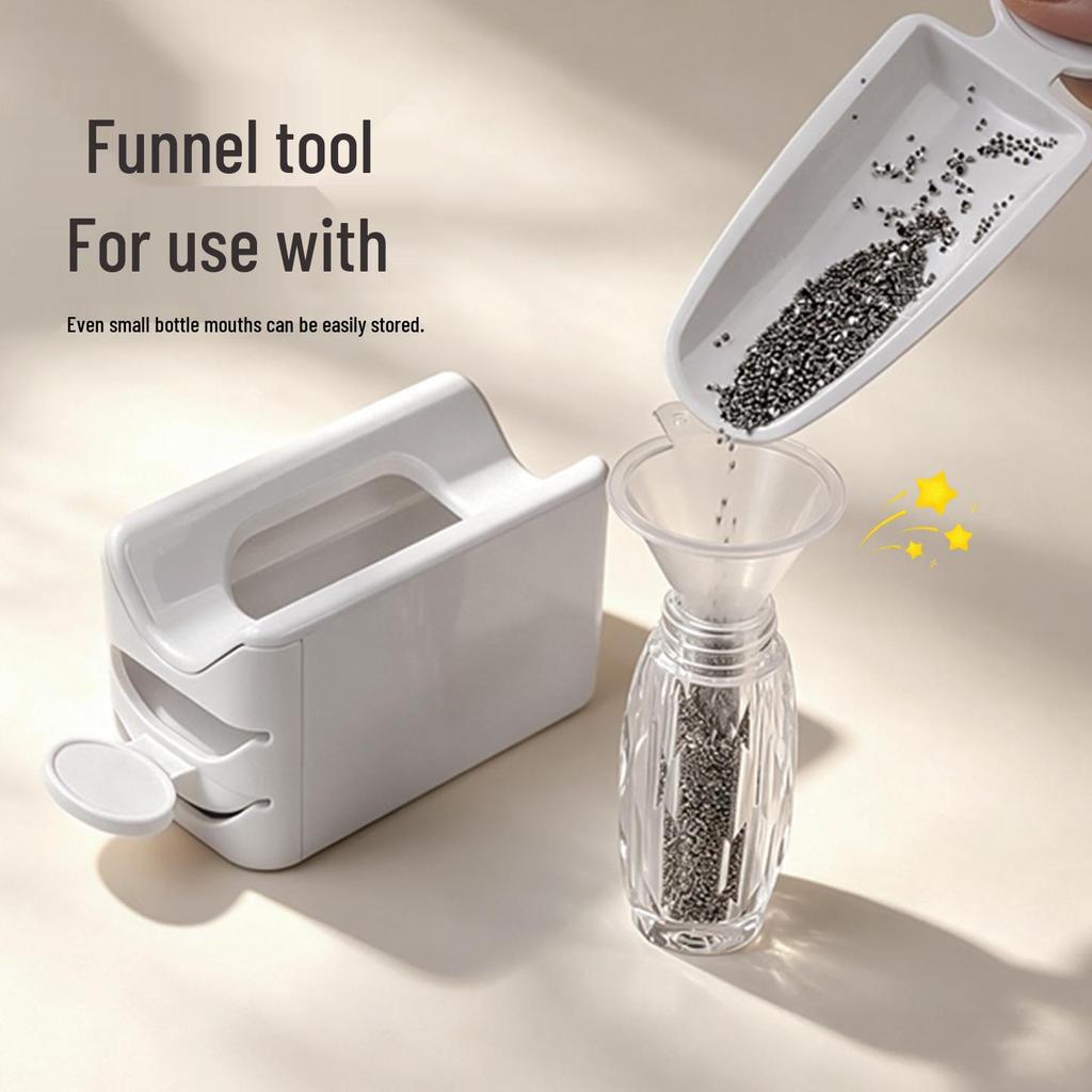 Nail Art Glitter & Sequin Double-Layer Storage Box with Crushed Diamond Powder Tools Set