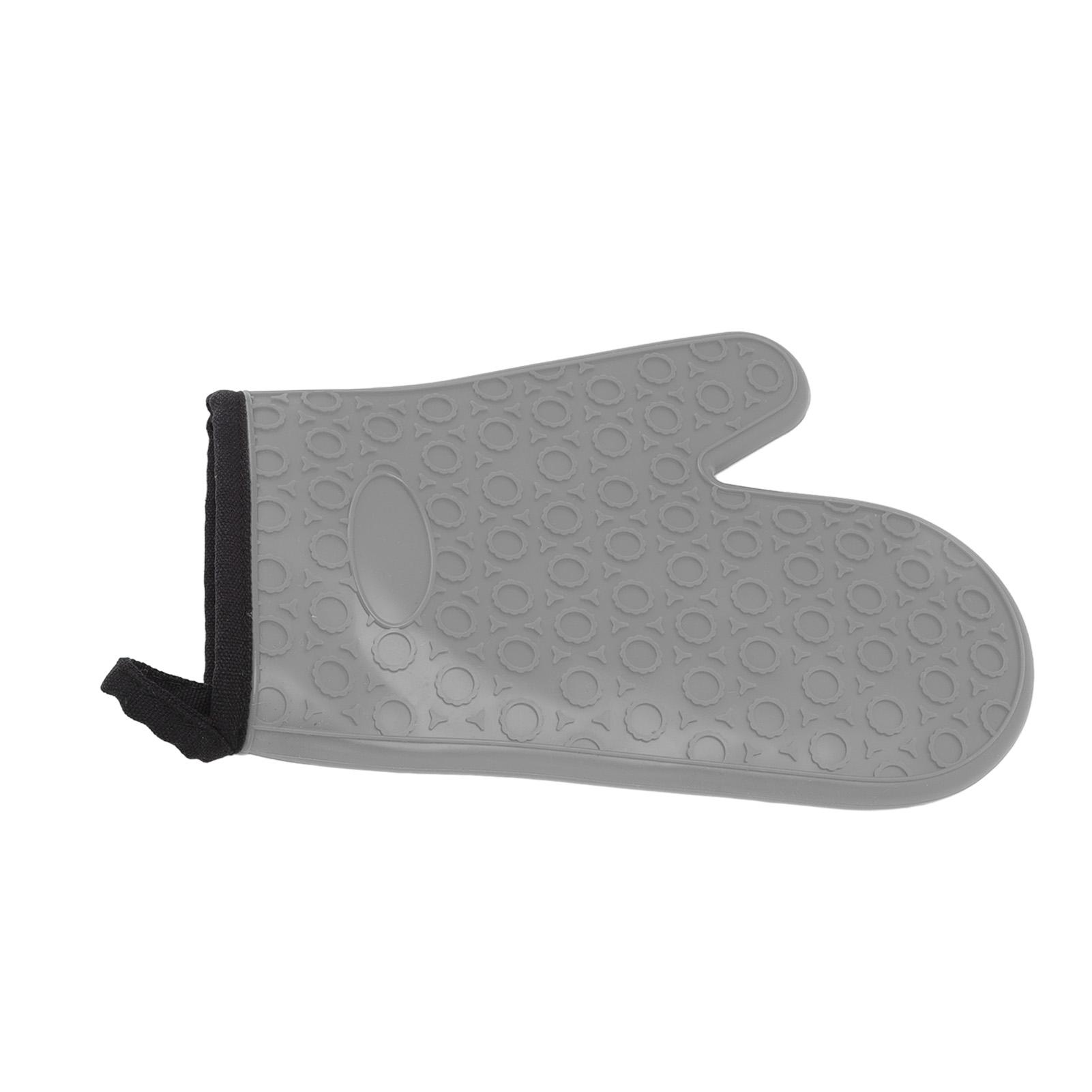 

Silicone Oven Mitt High Temperature Resistant Waterproof Slip Proof Kitchen Baking Glove with Cotton Liner Gray серый