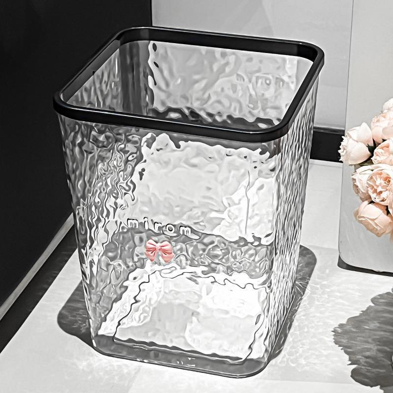 Poubelle de cuisine transparente Ménage Eau Ondulée Salon Chambre Rangement Tube Salle de bain Toilettes Corbeille à déchets