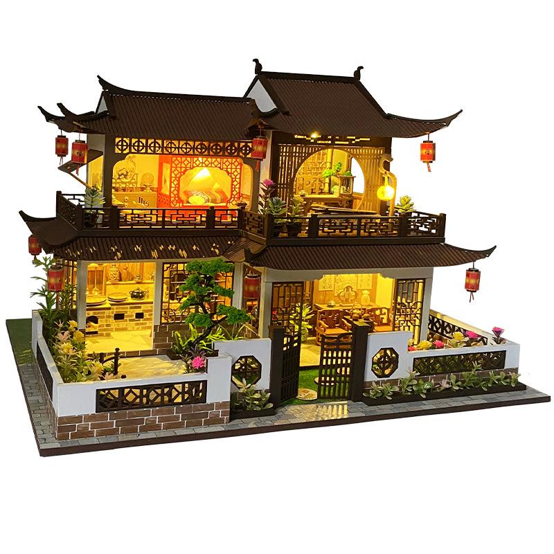 Diy Hut Antique Xixi Flower Room Wooden Hand-Assembled Building Large Villa Toy Creative Gift