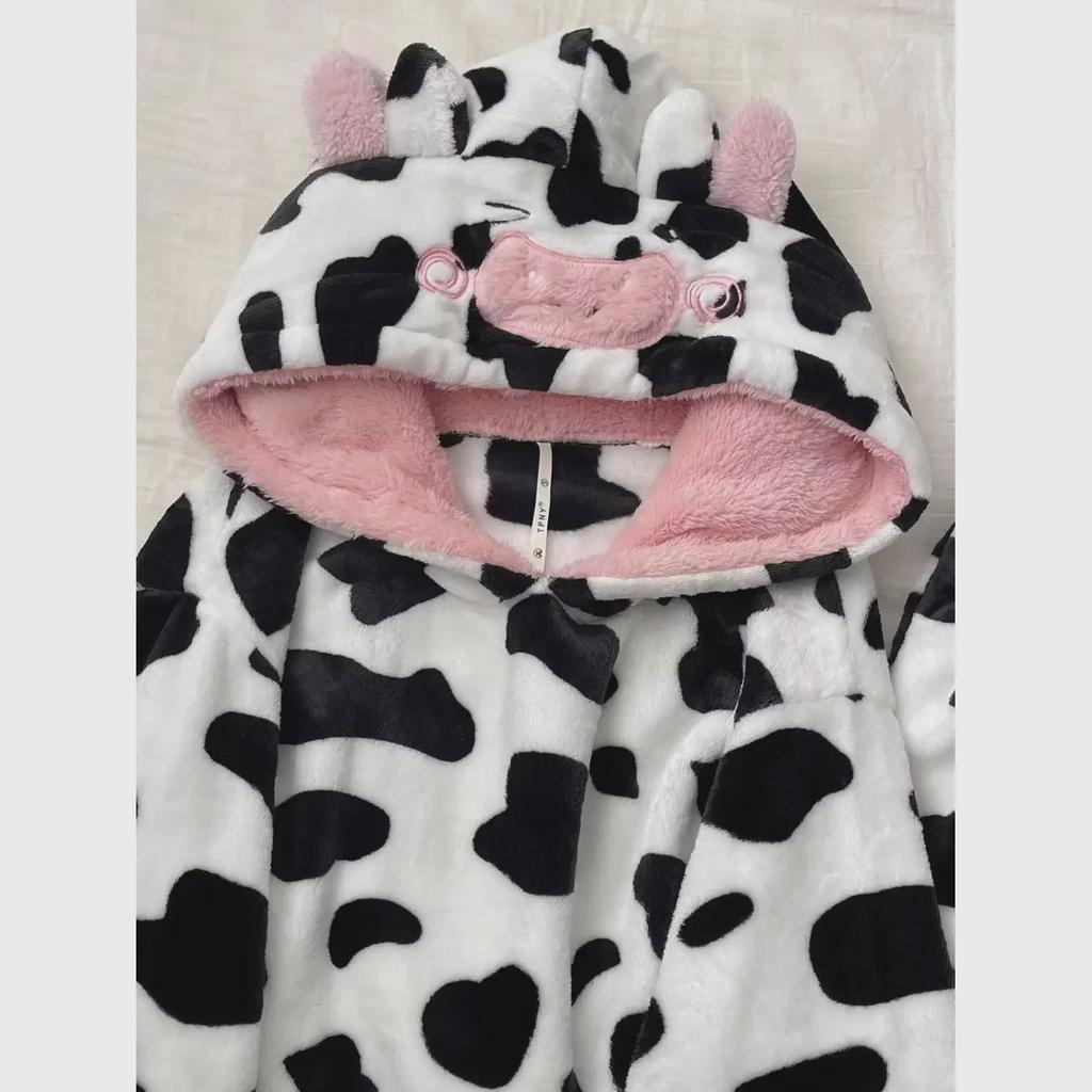 Women's Winter Hooded Pajamas with Thick Coral Fleece for Dorms and Outdoor Wear