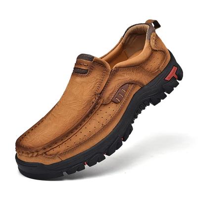Men's Cowhide Plus Size Loafers Men's Casual Leather Shoes Outdoor Hiking Shoes