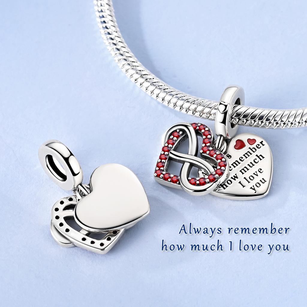 Valentine'S Day Charms Copper Beads Couple Lover Heart Original Pendnat Fit Bracelet Diy For Lady Jewelry Gift