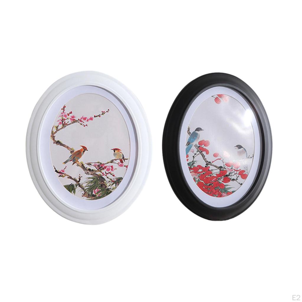 Oval Wooden Photo Frame Display Wood Picture Hanging Cards Holder Stand Carved for Arts Portrait