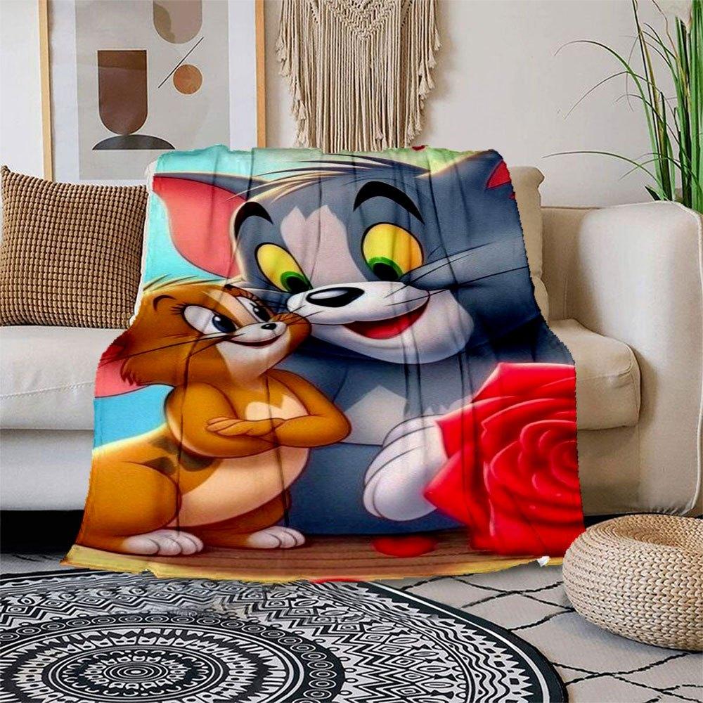 

Tom & Jerry Valentine s Day Phone Wallpaper Blanket Flannel Throw Blanket for Sofa, Bed, Travel, Camping, Office 100x150cm