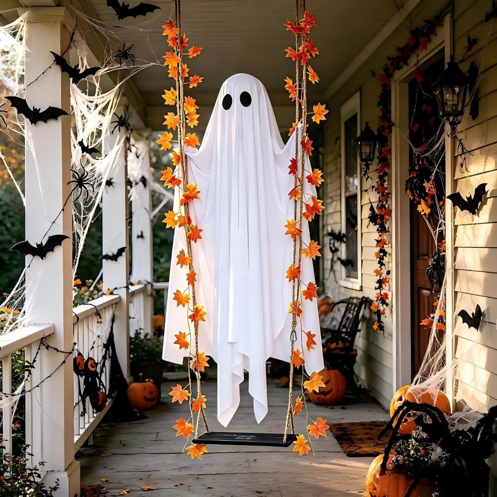 Grande Foglia d'Acero Fantasma Altalena Luce Carino Spettrale Fantasma Ornamento Esterno