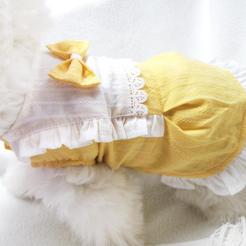 Pet Lotus Leaf Lace Dress Cat Ear Lace Dress Dog Summer Clothes Teddy Bears Schnauzer Small Puppy Spring/Summer Thin