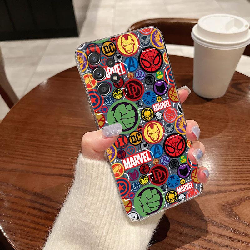 Cute Cartoon Avengers Marvel Ironman Clear Case For Samsung Galaxy A57 A37 A56 A36 A55 A54 A35 A26 A07 A17 A16 A06 A36 A15 Cover