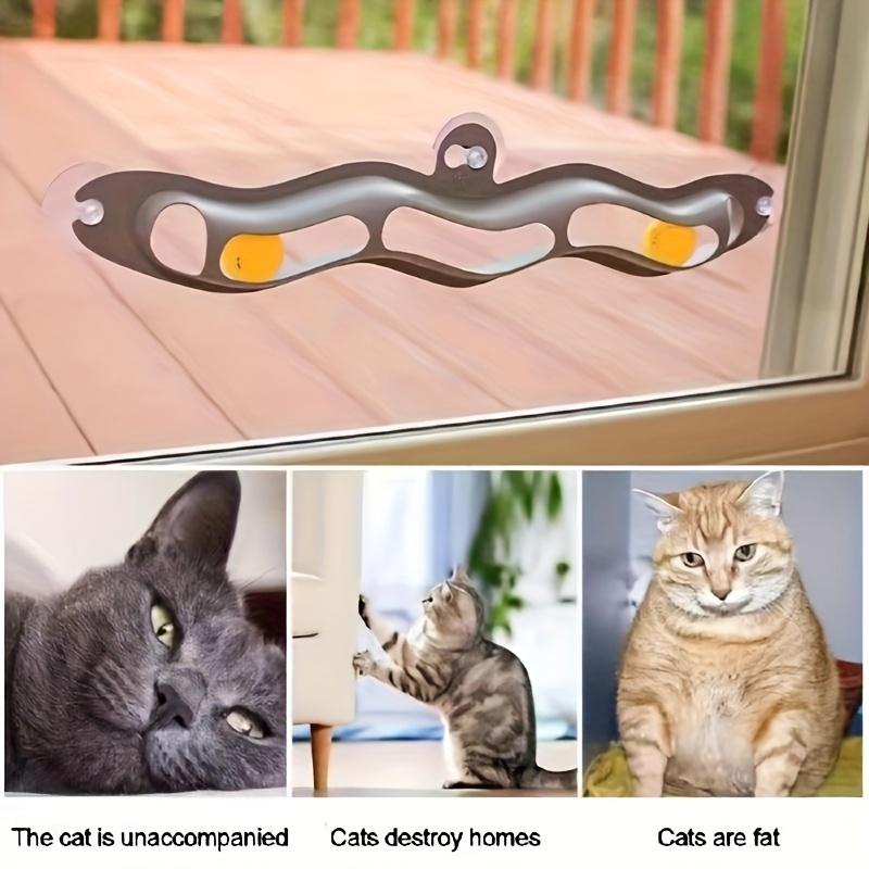 1pc Cat Toys Interactive Cat and Dog Suction ball toys Plastic Wavy Roller with Balls fun animal toys perfect window sills and furniture, cat toys