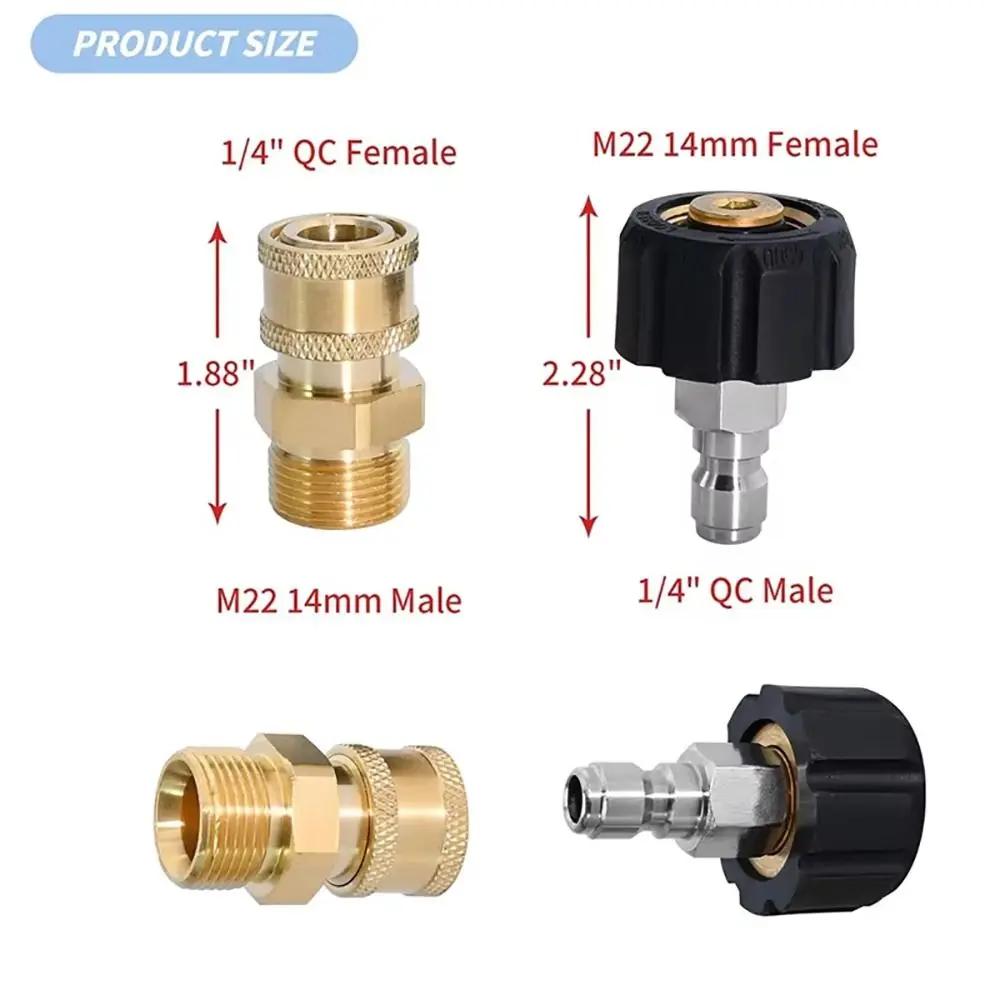 1 Set M22-14mm/15mm'den 1/4"'e Basınçlı Yıkama Adaptör Seti Sprey Püskürtücü Hızlı Bağlantı Elemanı Yıkama Tabancası Hortum Bağlantı Elemanları Konnektörler Dönerli