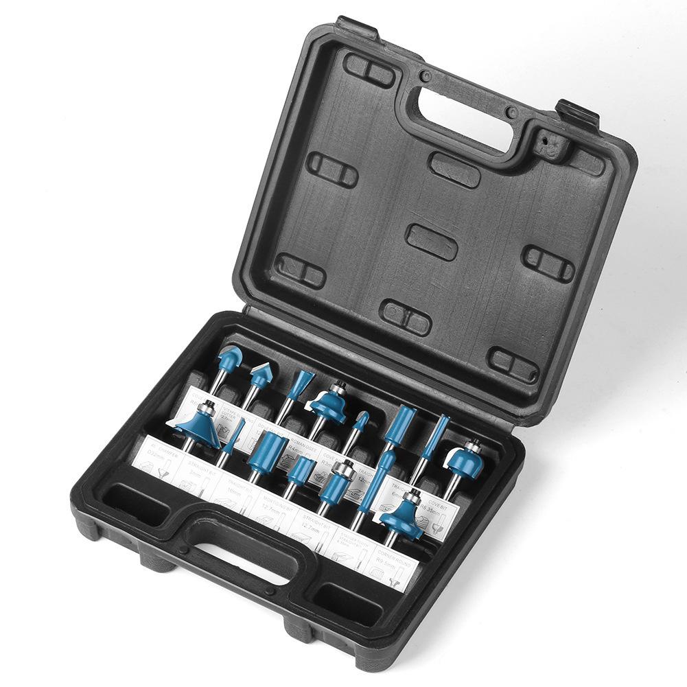 1/4 Schaft 15-teiliges Holzbearbeitungsfräser-Set Trimmerkopf Bakelit Nutfräser gerader Fräser Holzbearbeitungswerkzeug