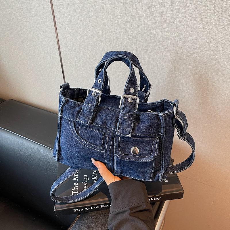 Niche retro versatile denim handbag bag new shoulder messenger bag fashion tote armpit bag
